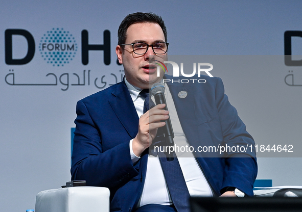 Jan Lipavsky, Foreign Minister of the Czech Republic, participates in a panel discussion during the Doha Forum 2024 at Sheraton Grand Doha R...