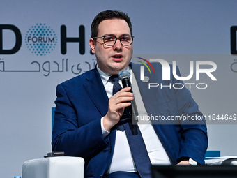 Jan Lipavsky, Foreign Minister of the Czech Republic, participates in a panel discussion during the Doha Forum 2024 at Sheraton Grand Doha R...