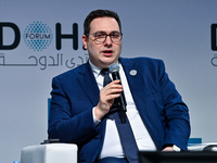 Jan Lipavsky, Foreign Minister of the Czech Republic, participates in a panel discussion during the Doha Forum 2024 at Sheraton Grand Doha R...