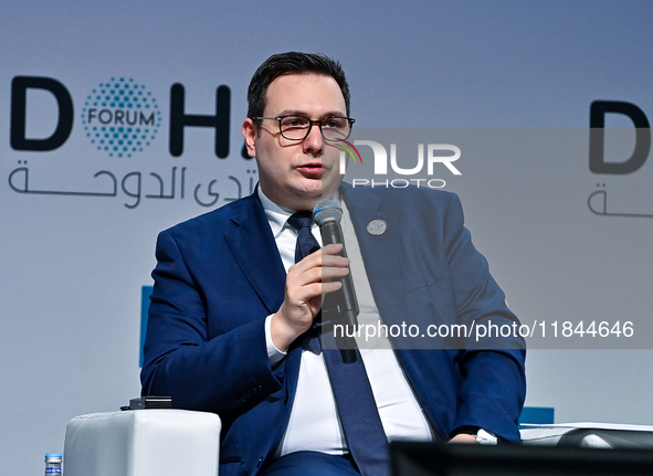 Jan Lipavsky, Foreign Minister of the Czech Republic, takes part in a panel discussion during the Doha Forum 2024 at Sheraton Grand Doha Res...