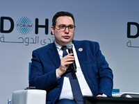 Jan Lipavsky, Foreign Minister of the Czech Republic, takes part in a panel discussion during the Doha Forum 2024 at Sheraton Grand Doha Res...