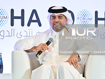 Badr Mohammed Al-Meer, Group Chief Executive Officer of Qatar Airways, speaks during the Doha Forum 2024 at Sheraton Grand Doha Resort & Con...