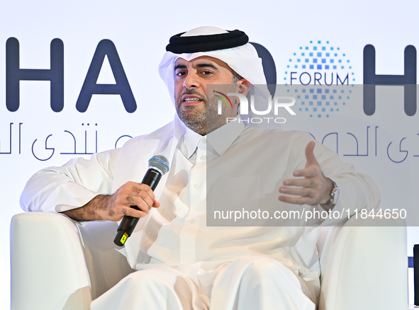 Badr Mohammed Al-Meer, Group Chief Executive Officer of Qatar Airways, speaks during the Doha Forum 2024 at Sheraton Grand Doha Resort & Con...