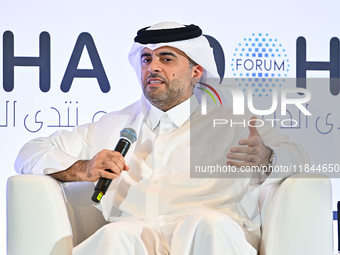 Badr Mohammed Al-Meer, Group Chief Executive Officer of Qatar Airways, speaks during the Doha Forum 2024 at Sheraton Grand Doha Resort & Con...