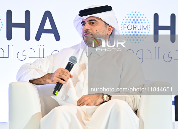 Badr Mohammed Al-Meer, Group Chief Executive Officer of Qatar Airways, speaks during the Doha Forum 2024 at Sheraton Grand Doha Resort & Con...