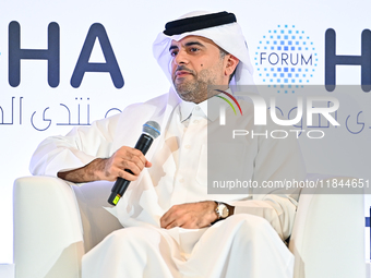 Badr Mohammed Al-Meer, Group Chief Executive Officer of Qatar Airways, speaks during the Doha Forum 2024 at Sheraton Grand Doha Resort & Con...