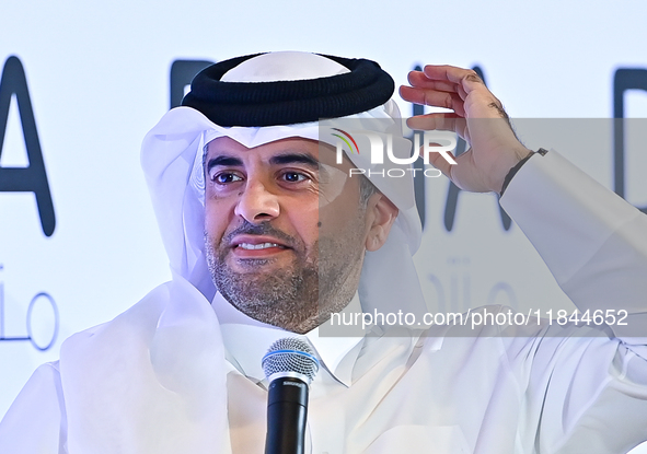 Badr Mohammed Al-Meer, Group Chief Executive Officer of Qatar Airways, speaks during the Doha Forum 2024 at Sheraton Grand Doha Resort & Con...