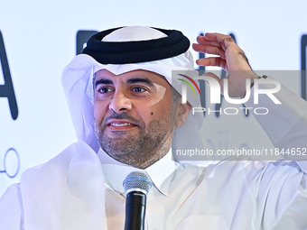 Badr Mohammed Al-Meer, Group Chief Executive Officer of Qatar Airways, speaks during the Doha Forum 2024 at Sheraton Grand Doha Resort & Con...