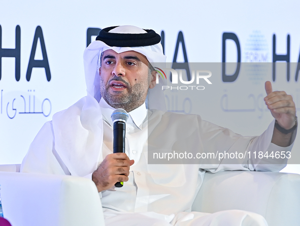 Badr Mohammed Al-Meer, Group Chief Executive Officer of Qatar Airways, speaks during the Doha Forum 2024 at Sheraton Grand Doha Resort & Con...