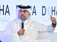 Badr Mohammed Al-Meer, Group Chief Executive Officer of Qatar Airways, speaks during the Doha Forum 2024 at Sheraton Grand Doha Resort & Con...