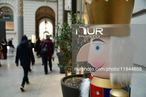 Several people attend the creators market at the Grand Hotel Dieu in Lyon, France, on December 7, 2024. 