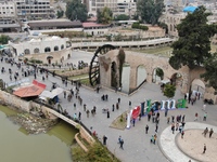 Celebrations continue in the city of Hama, where Syrians gather at Al-Assi Square to take commemorative photos and express their joy over th...