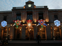 The headquarters building of the Tlalpan Mayor's Office is illuminated with different figures for the December holidays in the Center of Tla...