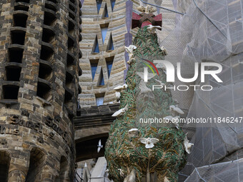 Details of one of the facades of the Sagrada Familia cathedral in Barcelona, Spain, on October 9, 2024. This monument, designed by architect...