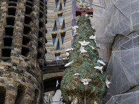 Details of one of the facades of the Sagrada Familia cathedral in Barcelona, Spain, on October 9, 2024. This monument, designed by architect...