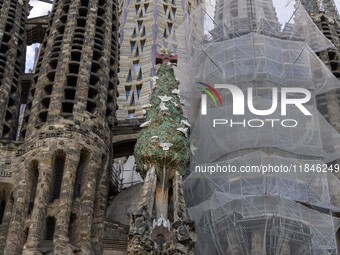 Details of one of the facades of the Sagrada Familia cathedral in Barcelona, Spain, on October 9, 2024. This monument, designed by architect...