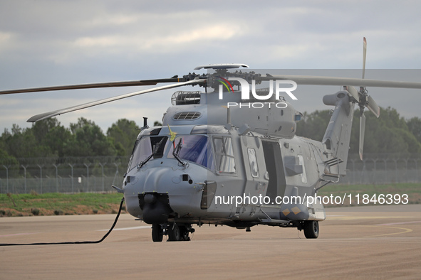 An NH Industries NH-90-TTH helicopter of the Spanish Air Force is parked in the Aeronautical and Logistics Polygon in Albacete, Spain, on No...