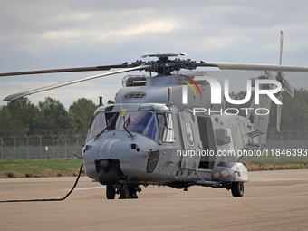 An NH Industries NH-90-TTH helicopter of the Spanish Air Force is parked in the Aeronautical and Logistics Polygon in Albacete, Spain, on No...