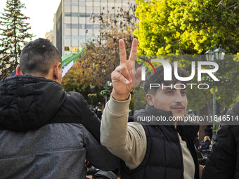 In Athens, Greece, on December 8, 2024, Syrians in Athens celebrate the fall of Assad. (