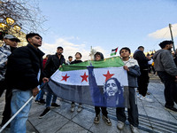 In Athens, Greece, on December 8, 2024, Syrians in Athens celebrate the fall of Assad. (