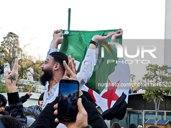 In Athens, Greece, on December 8, 2024, Syrians in Athens celebrate the fall of Assad. (