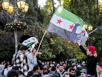 In Athens, Greece, on December 8, 2024, Syrians in Athens celebrate the fall of Assad. (