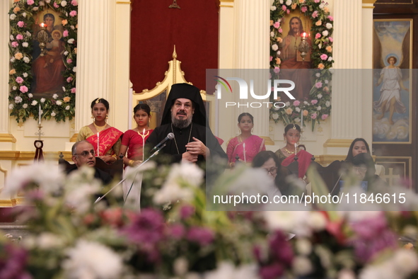 Mgr. Konstantinos, H.E. the Metropolitan of Singapore, attends a special Mass to celebrate at India's only Greek Orthodox Church in Kolkata,...