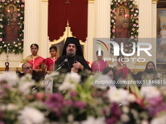 Mgr. Konstantinos, H.E. the Metropolitan of Singapore, attends a special Mass to celebrate at India's only Greek Orthodox Church in Kolkata,...