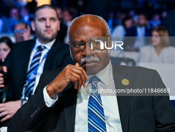 Philemon Yang, President of the 79th United Nations General Assembly, attends the Doha Forum 2024 closing session at Sheraton Grand Doha Res...