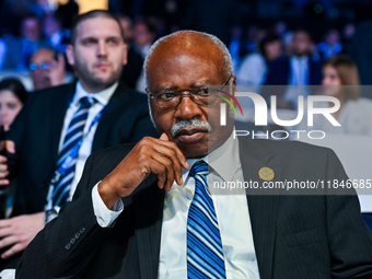 Philemon Yang, President of the 79th United Nations General Assembly, attends the Doha Forum 2024 closing session at Sheraton Grand Doha Res...