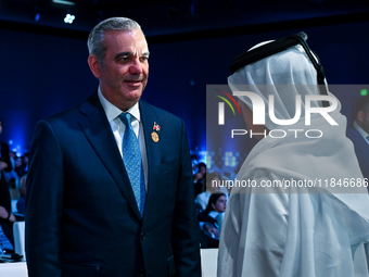 Luis Abinader, President of the Dominican Republic, participates in a panel discussion during the Doha Forum 2024 closing session at Sherato...