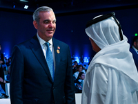 Luis Abinader, President of the Dominican Republic, participates in a panel discussion during the Doha Forum 2024 closing session at Sherato...