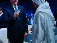 Luis Abinader, President of the Dominican Republic, participates in a panel discussion during the Doha Forum 2024 closing session at Sherato...