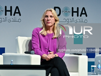 Zeljka Cvijanovic, Chairperson of the Presidency of Bosnia and Herzegovina, participates in a panel discussion during the Doha Forum 2024 cl...