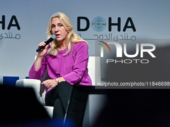 Zeljka Cvijanovic, Chairperson of the Presidency of Bosnia and Herzegovina, participates in a panel discussion during the Doha Forum 2024 cl...