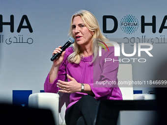 Zeljka Cvijanovic, Chairperson of the Presidency of Bosnia and Herzegovina, participates in a panel discussion during the Doha Forum 2024 cl...