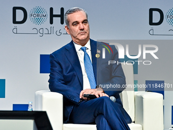 Luis Abinader, President of the Dominican Republic, participates in a panel discussion during the Doha Forum 2024 closing session at Sherato...