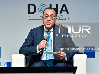 Mostafa Madbouly, Prime Minister of Egypt, participates in a panel discussion during the Doha Forum 2024 closing session at Sheraton Grand D...