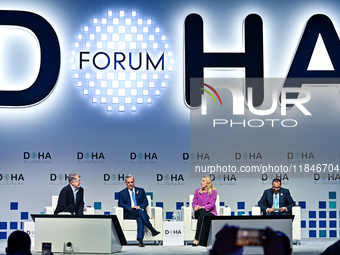 (From left to right) Steve Clemons of Al Jazeera English, Luis Abinader, President of the Dominican Republic, Zeljka Cvijanovic, Chairperson...