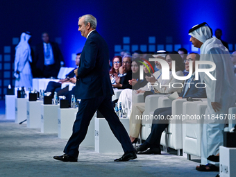 Luis Abinader, President of the Dominican Republic, participates in a panel discussion during the Doha Forum 2024 closing session at Sherato...