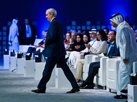 Luis Abinader, President of the Dominican Republic, participates in a panel discussion during the Doha Forum 2024 closing session at Sherato...