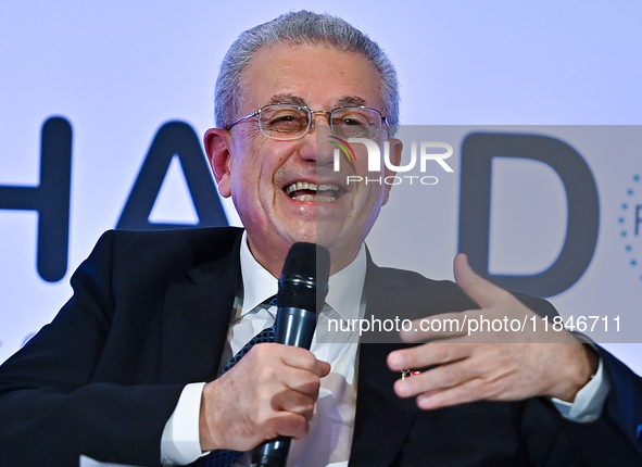 Mustafa Barghouti, Secretary General of the Palestinian National Initiative, speaks during the Doha Forum 2024 at Sheraton Grand Doha Resort...