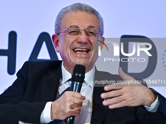 Mustafa Barghouti, Secretary General of the Palestinian National Initiative, speaks during the Doha Forum 2024 at Sheraton Grand Doha Resort...