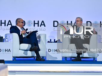 Mustafa Barghouti, Secretary General of the Palestinian National Initiative, speaks during the Doha Forum 2024 at Sheraton Grand Doha Resort...