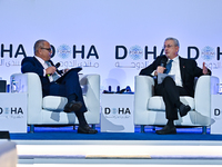 Mustafa Barghouti, Secretary General of the Palestinian National Initiative, speaks during the Doha Forum 2024 at Sheraton Grand Doha Resort...