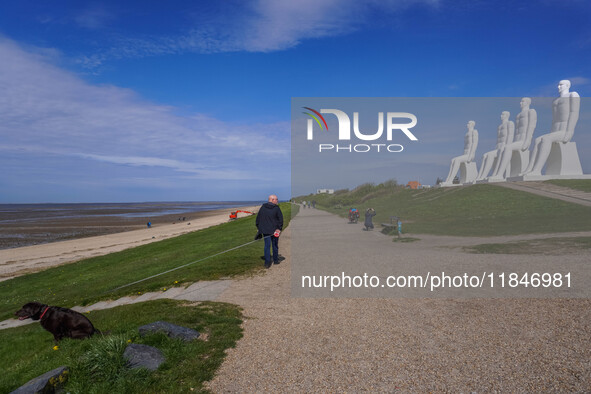 The Man Meets the Sea giant sculpture by Svend Wiig Hansen is in Esbjerg, Jutland, Denmark, on April 28, 2024 