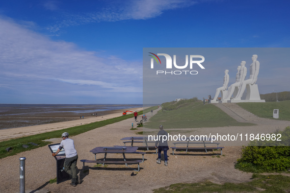 The Man Meets the Sea giant sculpture by Svend Wiig Hansen is in Esbjerg, Jutland, Denmark, on April 28, 2024 