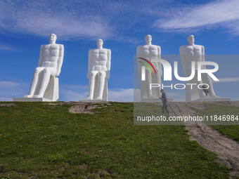 The Man Meets the Sea giant sculpture by Svend Wiig Hansen is in Esbjerg, Jutland, Denmark, on April 28, 2024 (