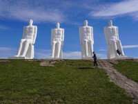 The Man Meets the Sea giant sculpture by Svend Wiig Hansen is in Esbjerg, Jutland, Denmark, on April 28, 2024 (