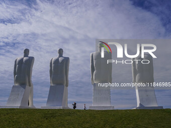 The Man Meets the Sea giant sculpture by Svend Wiig Hansen is in Esbjerg, Jutland, Denmark, on April 28, 2024 (